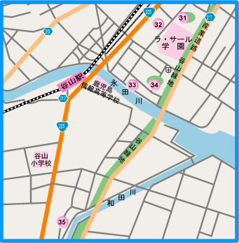 小松原・谷山方面地図